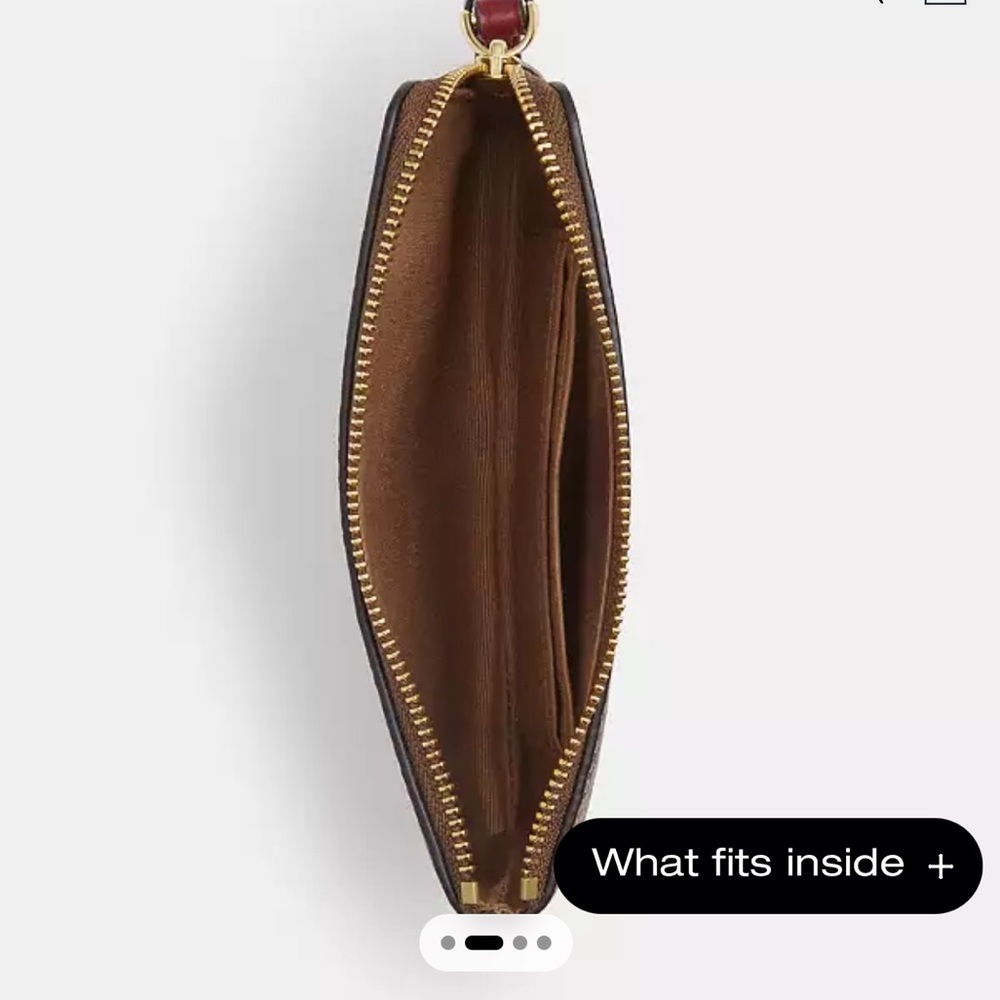 Coach Corner Zip Wristlet In Signature Canvas With Cherry Print - Picture 6 of 7